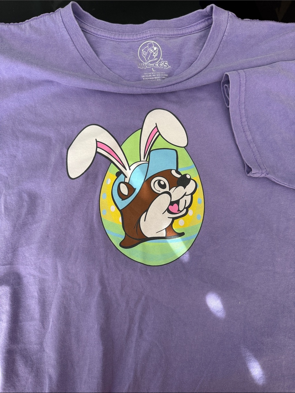 Womens Lavender Bunny Helmet Graphic Tee - Unbranded